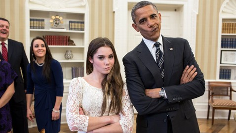 Not Impressed? McKayla Maroney poses with President Obama