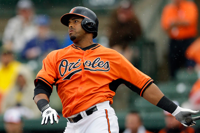 Nelson Cruz motions to his crotch after Justin Verlander throws behind him