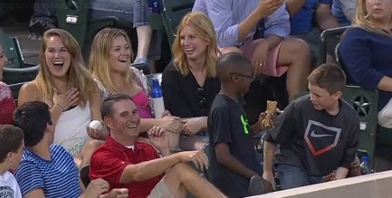 Young boy pulls foul ball switch at Rangers game