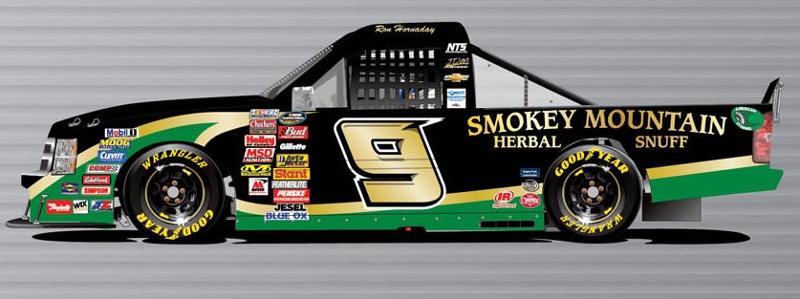 Hornaday driving Smokey Moutain Herbal Snuff truck in 12 races
