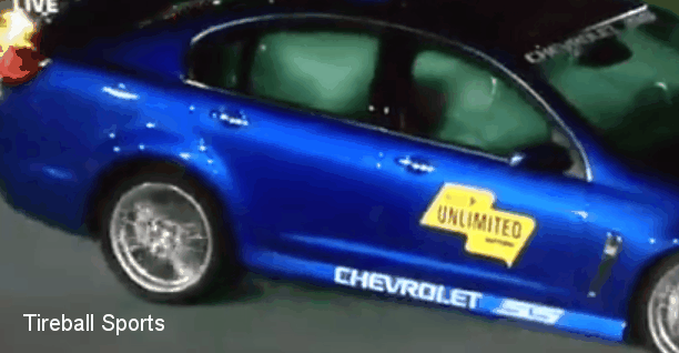Pace car catches on fire at Sprint Unlimited GIF