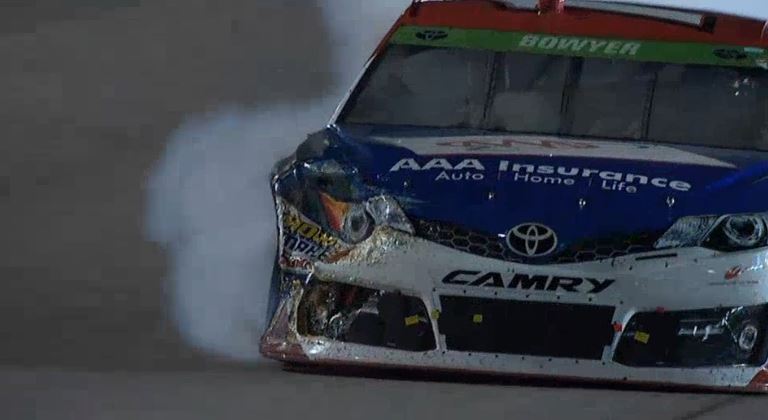 Clint Bowyer’s race at Richmond ends after car catches on fire