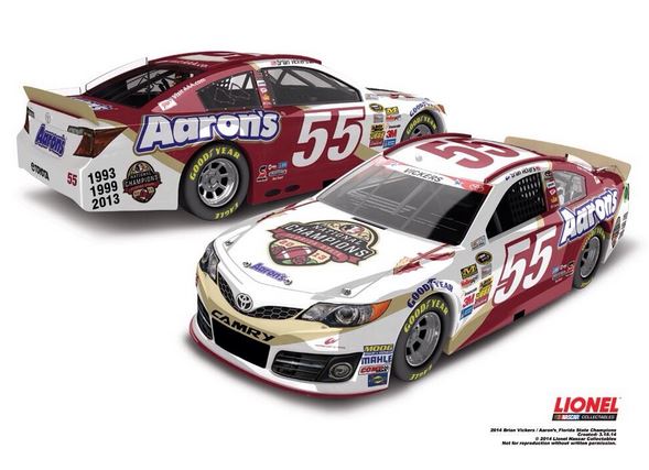 Florida State paint scheme on No. 55 car of Brian Vickers at Daytona