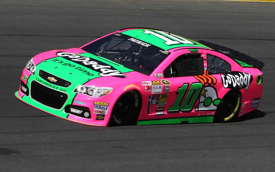 Danica Patrick driving pink and green Go Daddy car at Charlotte (Photos)
