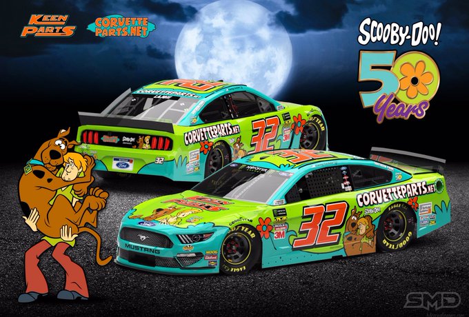 Corey LaJoie driving Scooby Doo machine at Martinsville