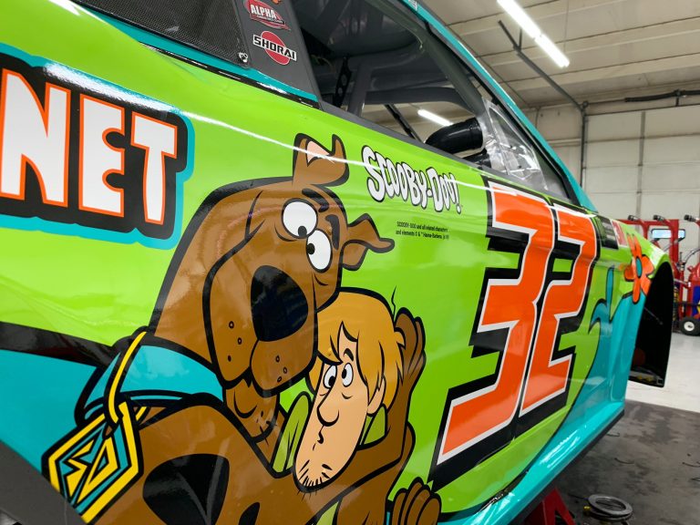 Corey LaJoie driving Scooby Doo car at Martinsville