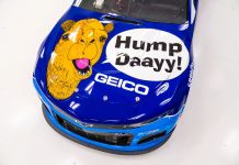 Ty Dillon, GEICO, running Hump Daayy! scheme at Darlington