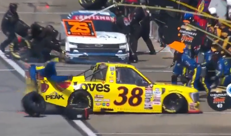 Crew member ok after being hit by Zane Smith during pitstop