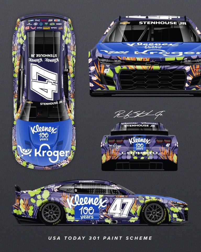 Ricky Stenhouse Jr. driving 100 years of Kleenex car at New Hampshire