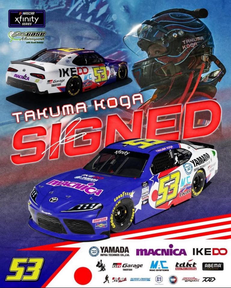 Takuma Koga Joins Joey Gase Motorsports with Scott Osteen for Xfinity Series Races at Dover and Portland