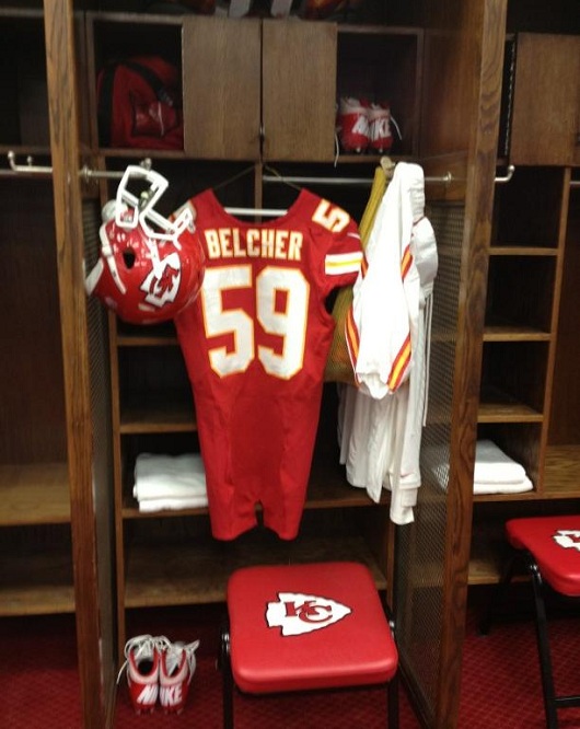Jovan Belcher’s locker was set up for game day by Chiefs