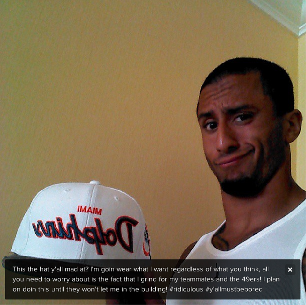 Colin Kaepernick will not apologize for wearing Dolphins hat