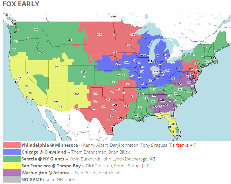 NFL Coverage Maps for Week 15 NFL News, Rumors and Opinions