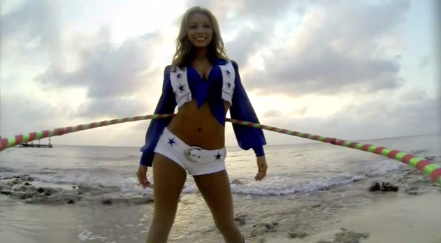 Cowboys cheerleaders hula hoop with GoPro camera
