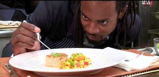 Richard Sherman promotes healthy eating with Michelle Obama