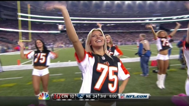 Patriots cheerleaders, NBC crew wear Devon Still jerseys