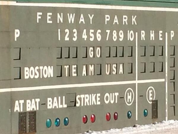 Boston Red Sox wish Team USA luck on Green Monster