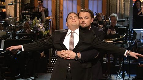 Jonah Hill and Leonardo DiCaprio recreate Titanic scene on SNL