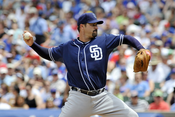Jeff Suppan pitching for the Padres in 2012