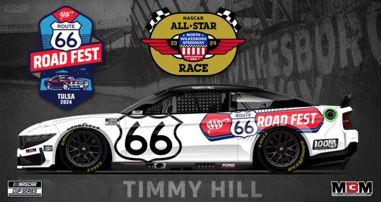 Timmy Hill driving Spirit of Route 66 car for All-Star Open