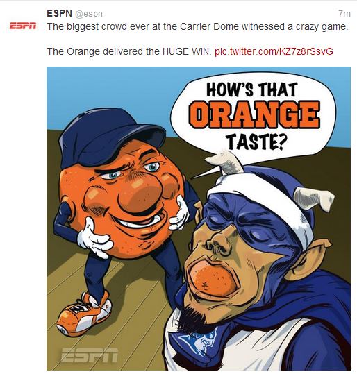 ESPN removes bizarre graphic after Syracuse beats Duke