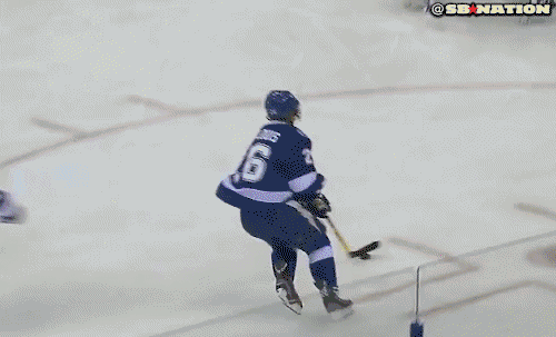 Martin St. Louis wipes out during goal celebration