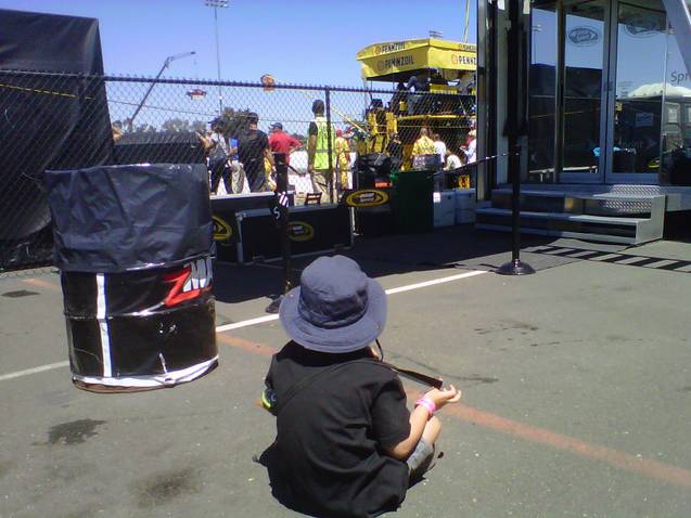 Heather's son Thomas watches after AJ prior to the Sonoma race