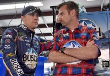 Kevin Harvick and crew chief Rodney Childers at the 2018 Talladega race