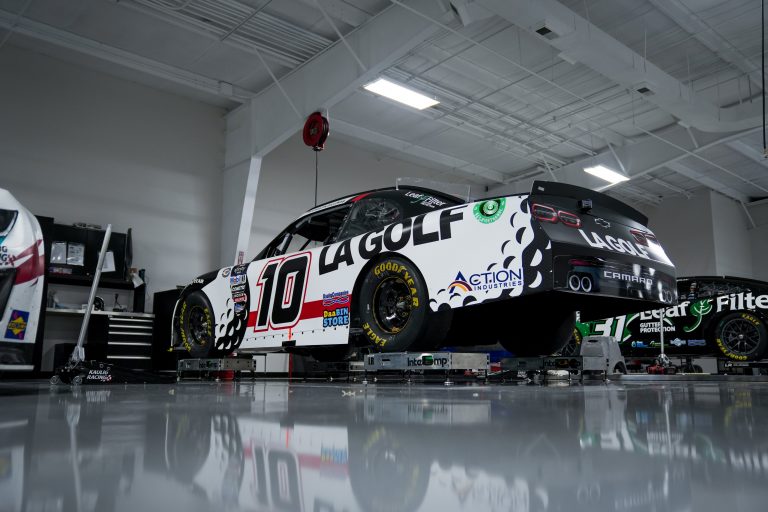 LA Golf appearing on Kaulig Racing No. 10 driven by Dillon and Busch