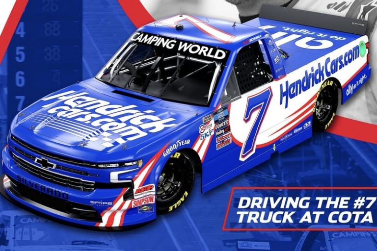 Alex Bowman competing in two truck races
