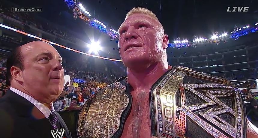 Brock Lesnar dominates John Cena to win WWE World Heavyweight Championship